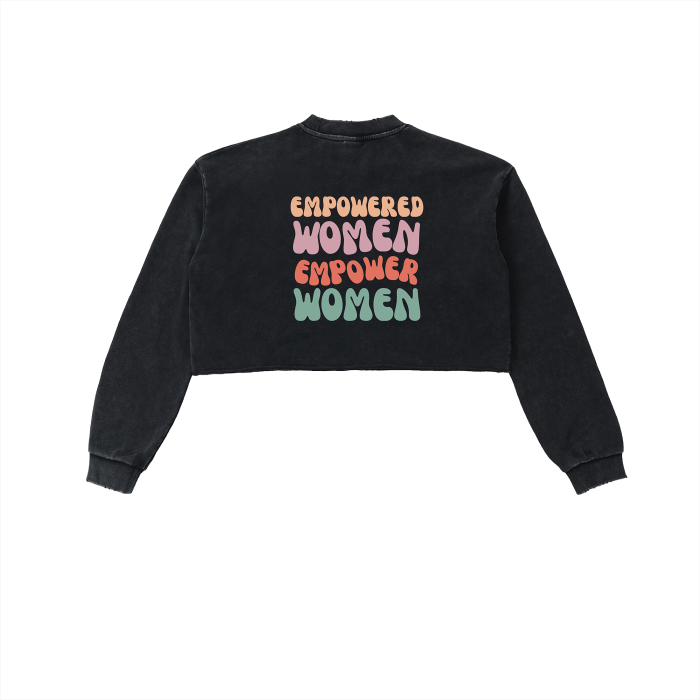 Snow Washed Raw Edge Cropped Sweatshirt