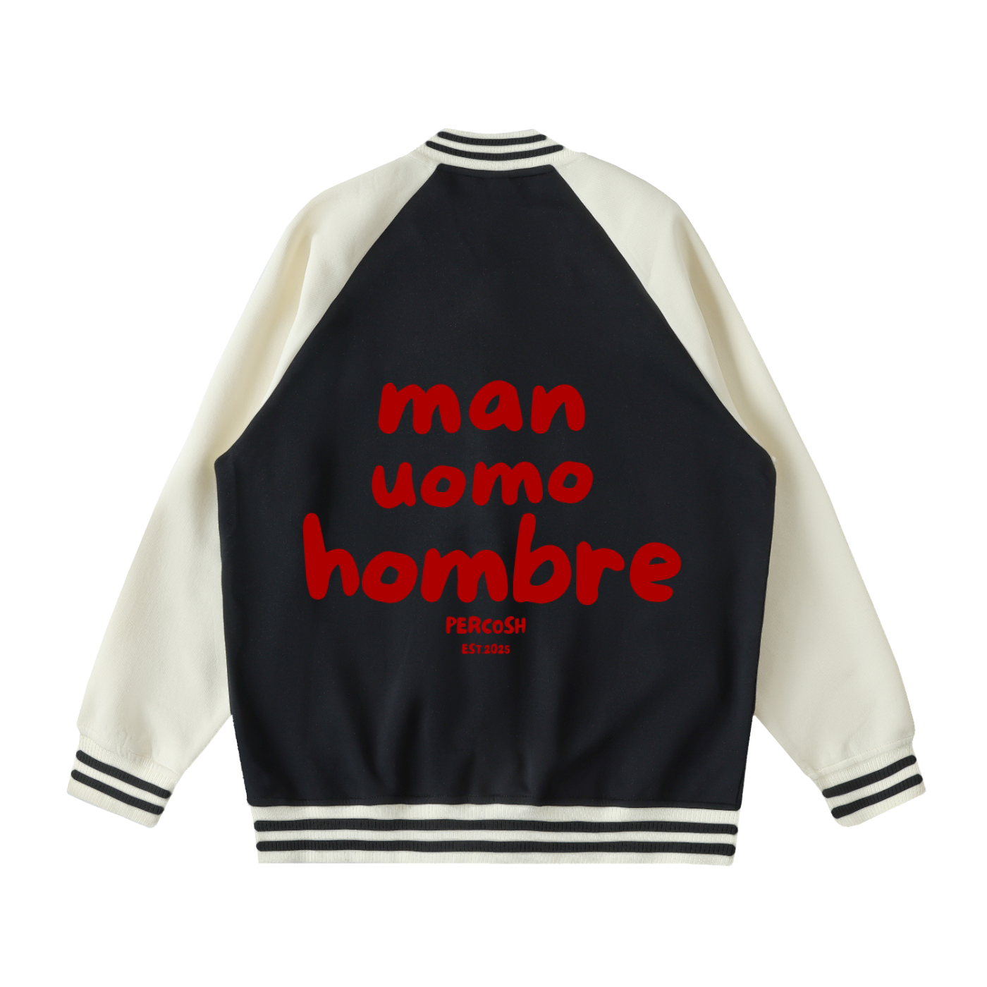 Two Tone Raglan Sleeve Varsity Jacket