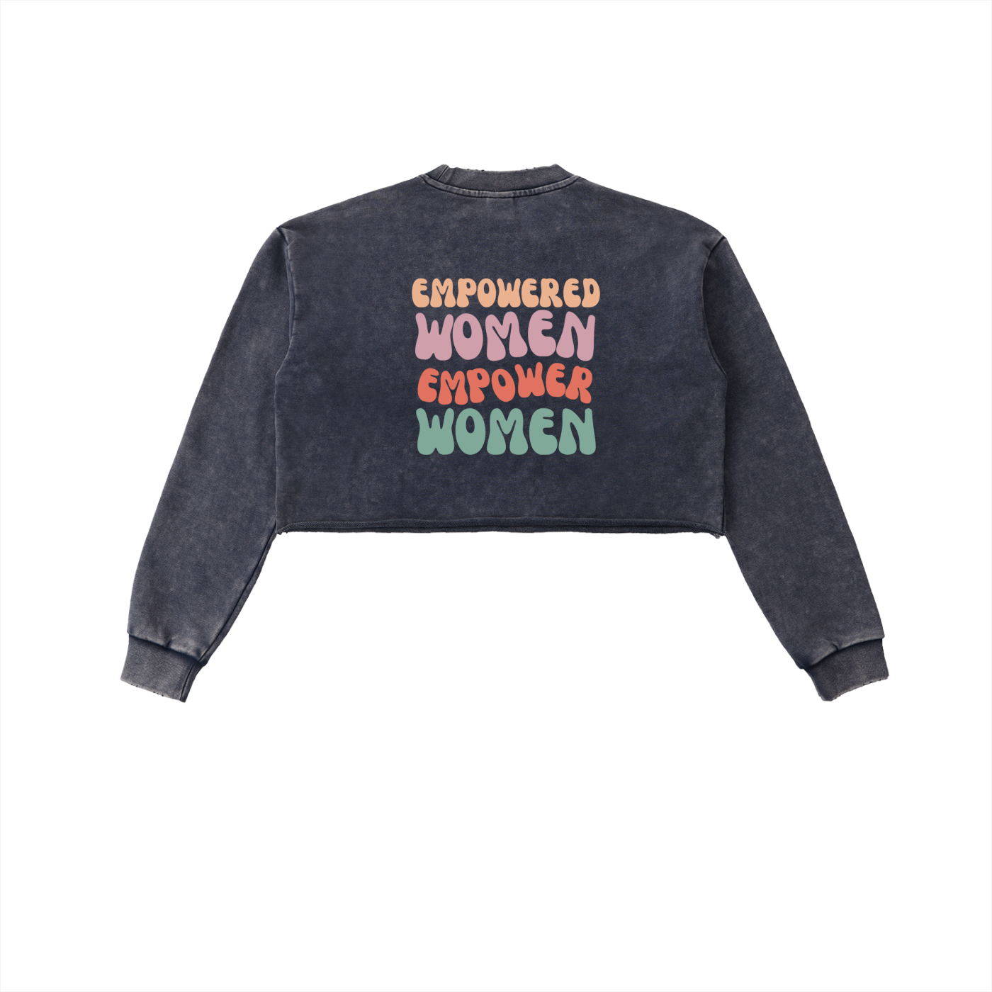 Snow Washed Raw Edge Cropped Sweatshirt