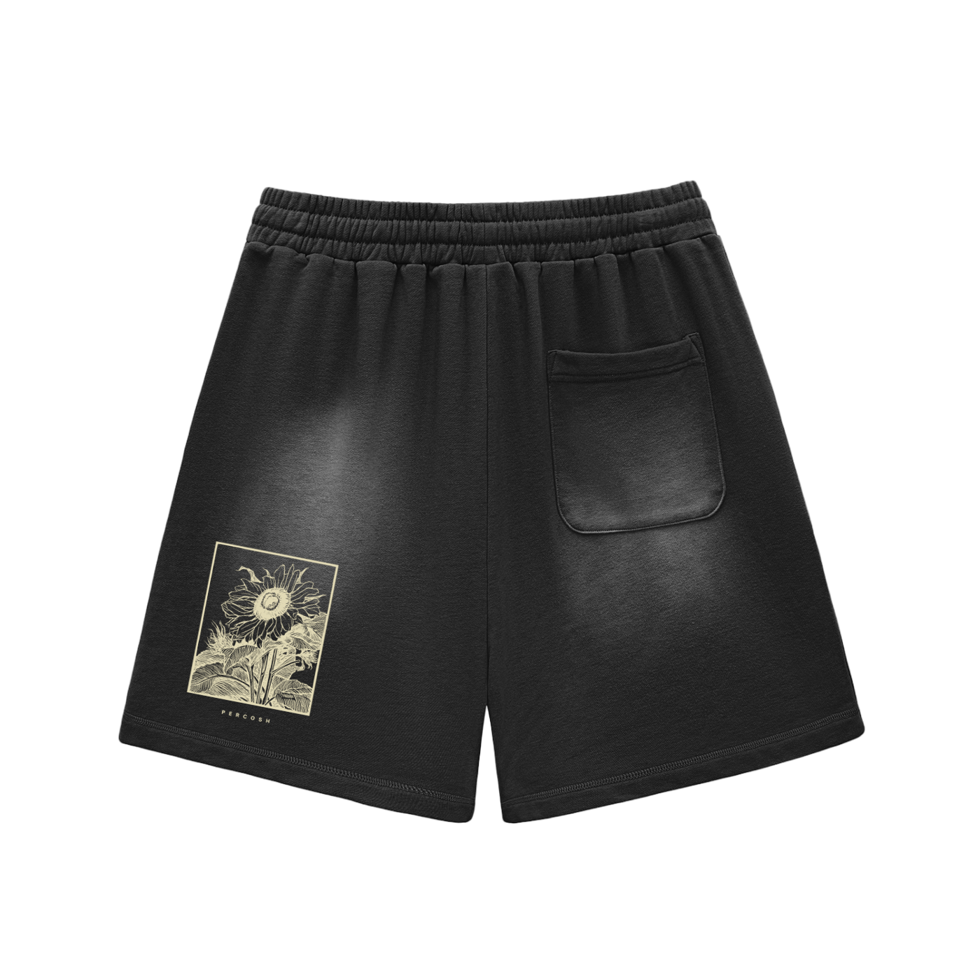 Sun Fade Raw Edge Cotton Shorts