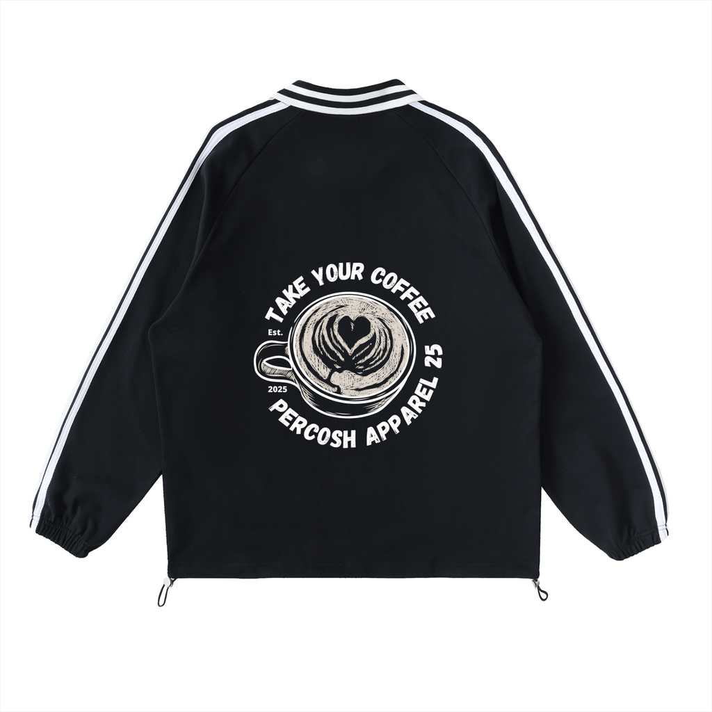Contrast Striped Lapel Collar Sweatshirt