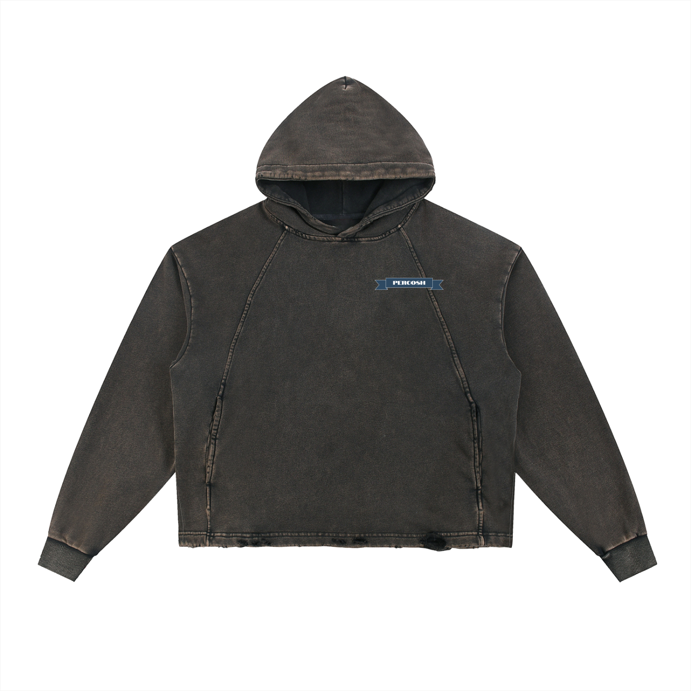 Vintage Washed Frayed-Hem Hoodie