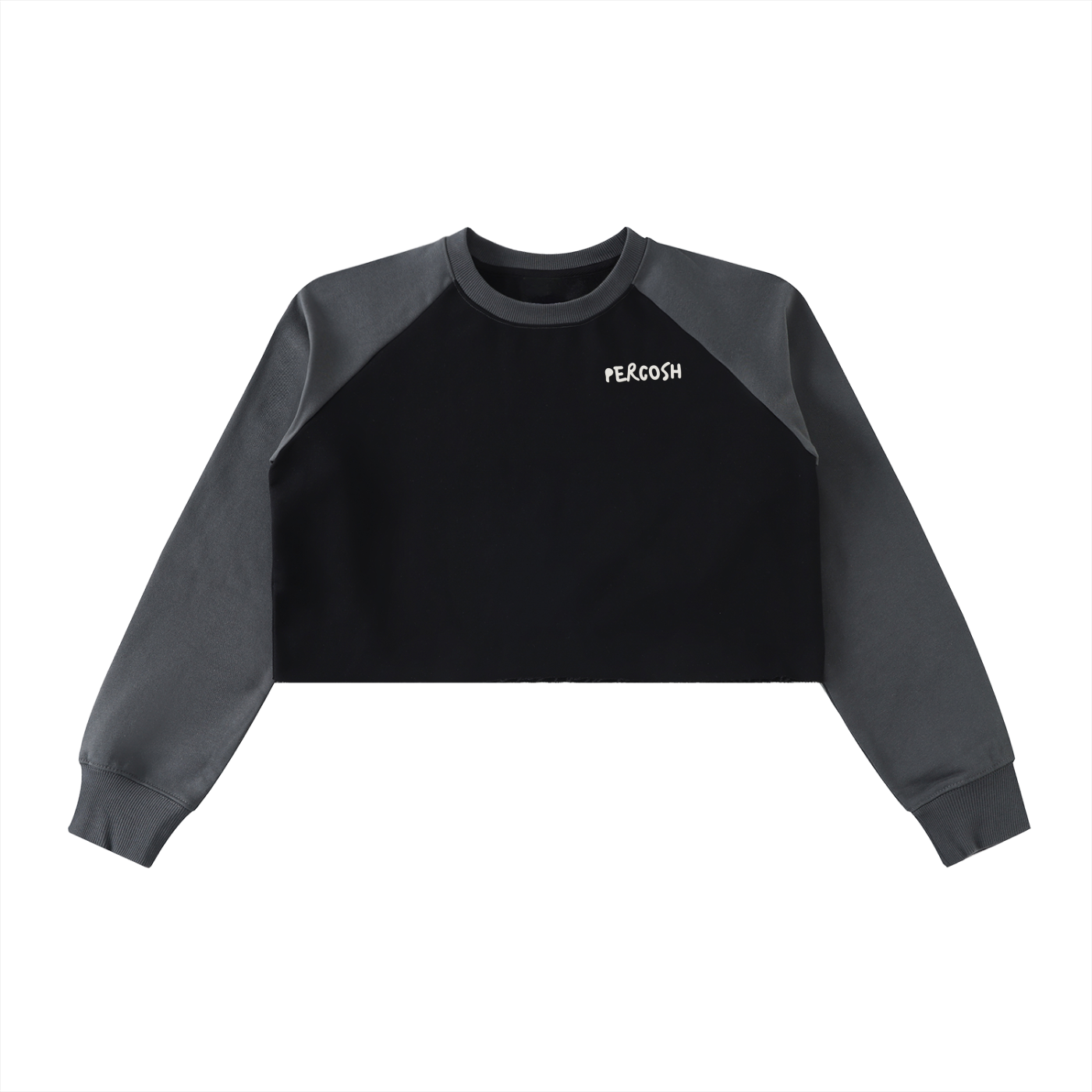 Raw-Hem Color-Block Raglan Crop Sweatshirt