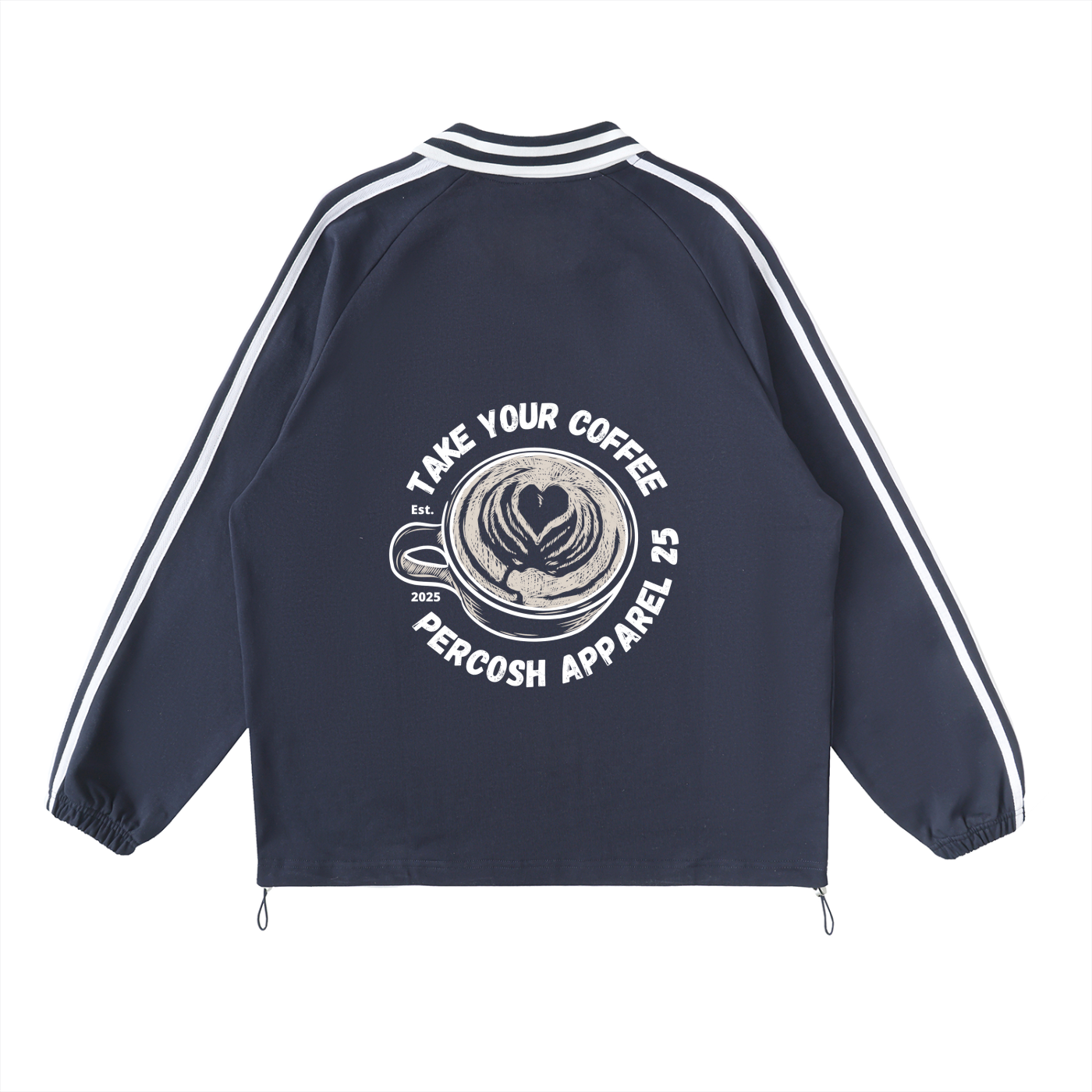 Contrast Striped Lapel Collar Sweatshirt