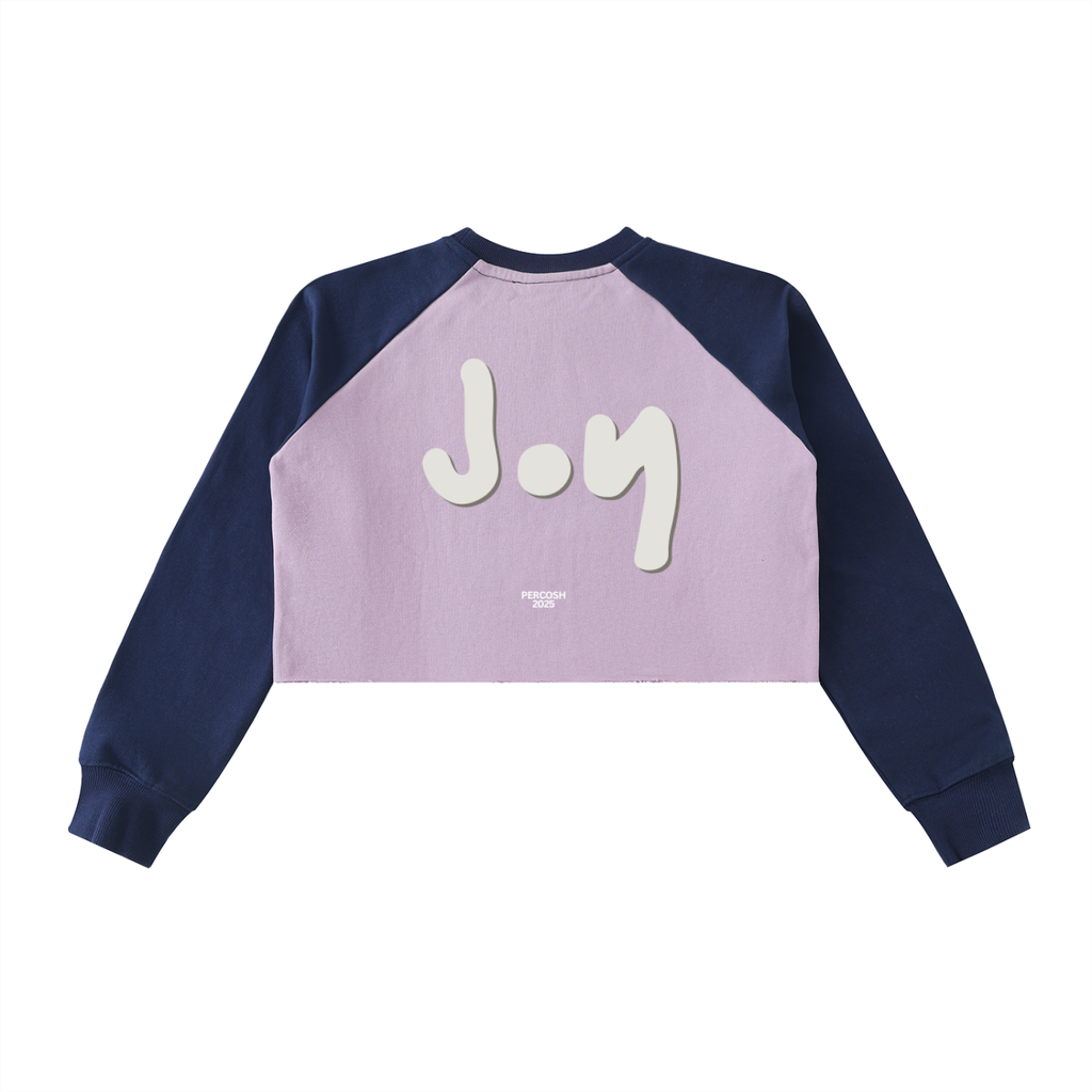 Raw-Hem Color-Block Raglan Crop Sweatshirt