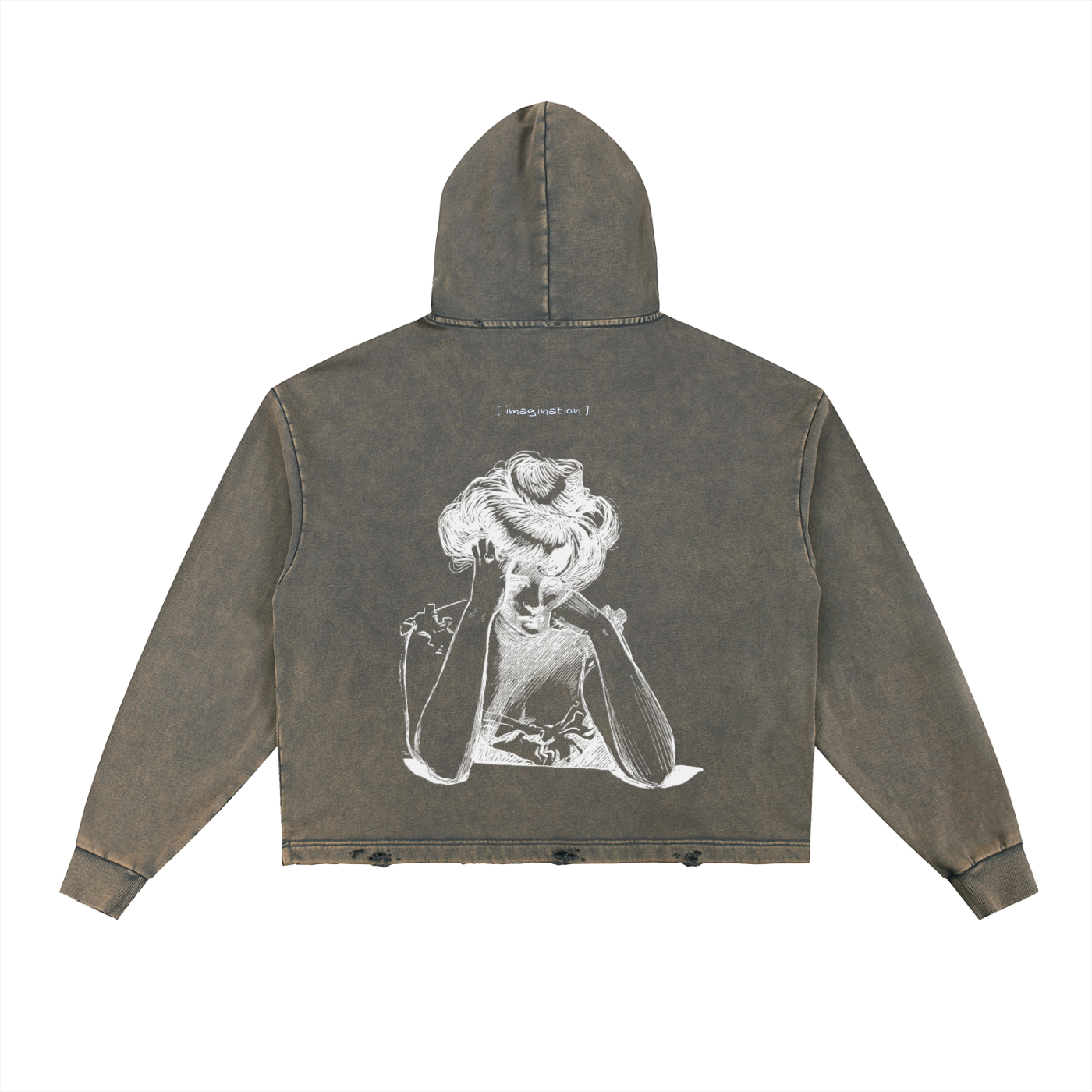 Vintage Washed Frayed-Hem Hoodie